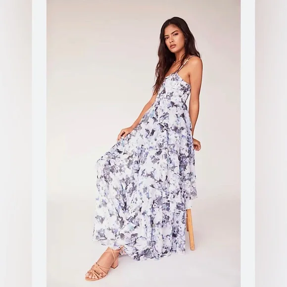 Fame and Partners The Catherine Tiered Floral Bustier Gown Evening Maxi Dress 4 - Picture 3 of 16